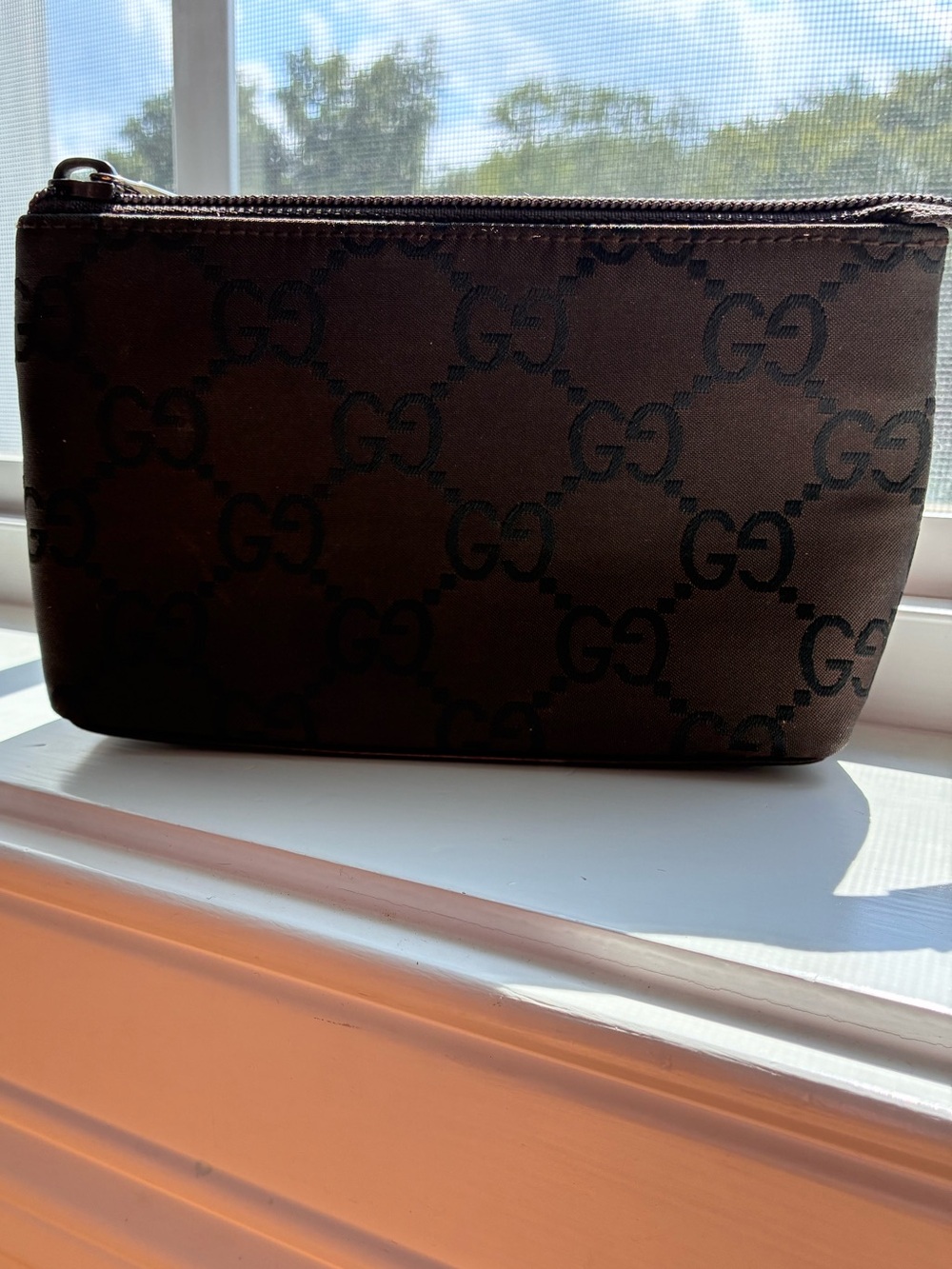 Gucci Brown GG Monogram Cosmetic Pouch - Picture 2 of 10